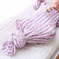 Load image into Gallery viewer, Lila's Lilacs Bamboo Waffle Newborn Baby Knot Gown & Hat Set