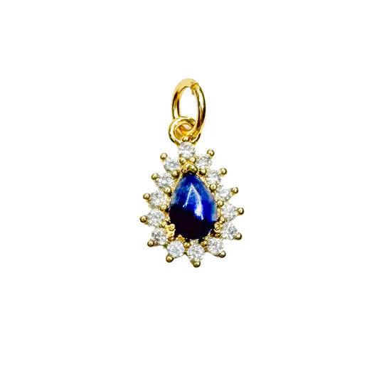 Blue CZ Teardrop Charm