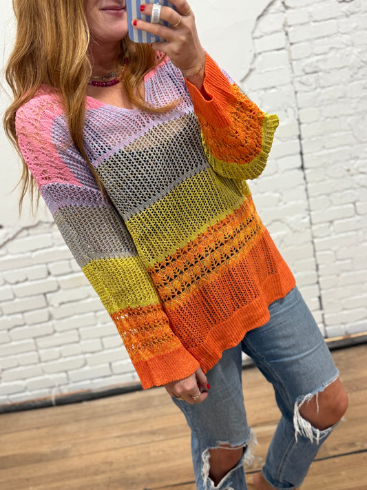 Nina Colorblock Crochet Top