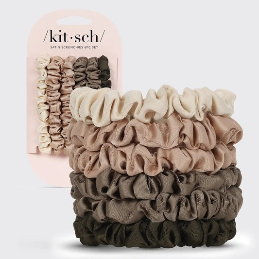 Ultra Petite Satin Scrunchies 6pc - Eucalypus