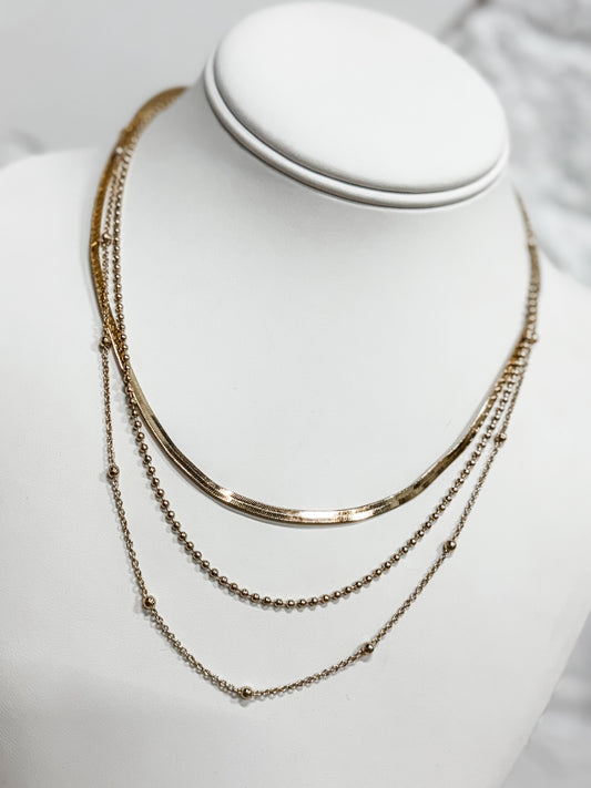 Golden Hour Triple Chain Necklace