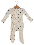 Load image into Gallery viewer, Black Heart Organic Waffle 2-Way Zip Ruffle Footie