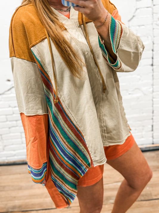 Avery Color Block Pullover - Khaki