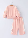 Load image into Gallery viewer, Girls Pink Bow Trim Sweatshirt and Pants Set