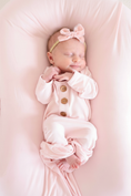 Load image into Gallery viewer, Solid Blush Bamboo Baby Knot Gown & Hat