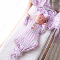 Load image into Gallery viewer, Lila's Lilacs Bamboo Waffle Newborn Baby Knot Gown & Hat Set
