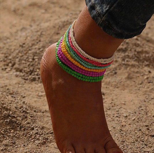 Boho Beaded anklet Set