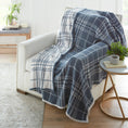 Load image into Gallery viewer, Quinn Plaid Cozy Knit Throw - Blue