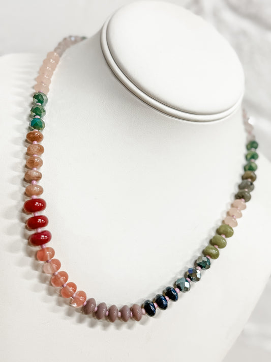 Petal Drop Glass Beaded Necklace
