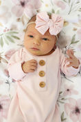 Load image into Gallery viewer, Solid Blush Bamboo Baby Knot Gown & Hat