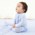 Load image into Gallery viewer, Blue-tiful Bows Ruffle Zipper Footie