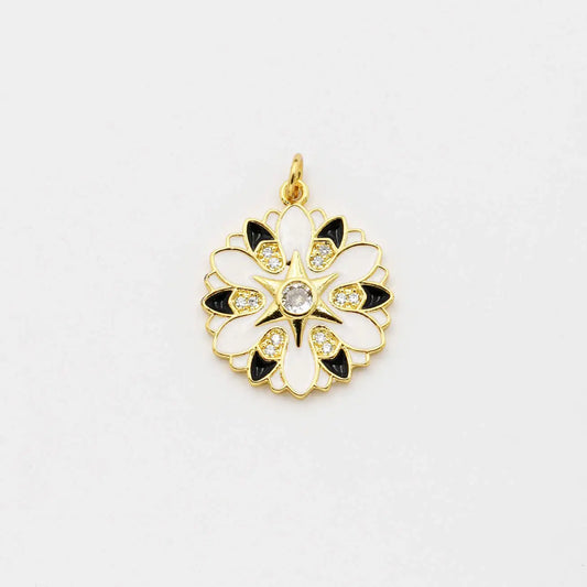 Black and White Flower Charm
