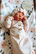 Load image into Gallery viewer, Solid Blush Bamboo Baby Knot Gown & Hat