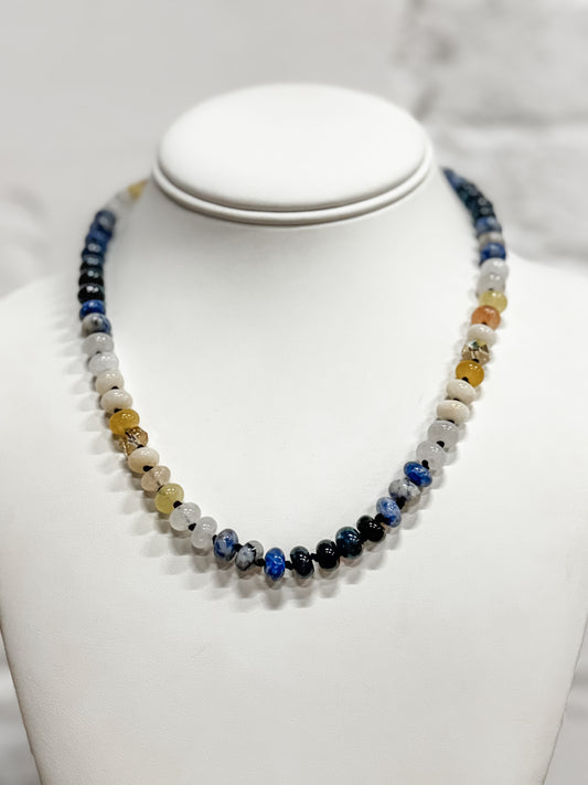 Azure Line Glass Bead Necklace