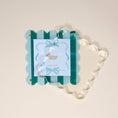 Load image into Gallery viewer, Square Scalloped Acrylic Picture Frame–Sicily Stripes Teal