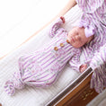 Load image into Gallery viewer, Lila's Lilacs Bamboo Waffle Newborn Baby Knot Gown & Hat Set