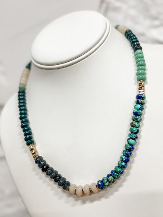 Moss and Moon Glass Beaded Necklace