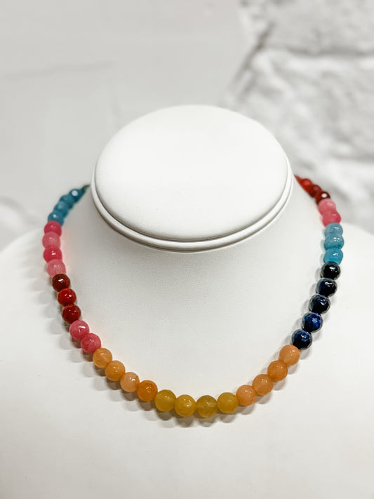 Golden Fern Glass Beaded Necklace
