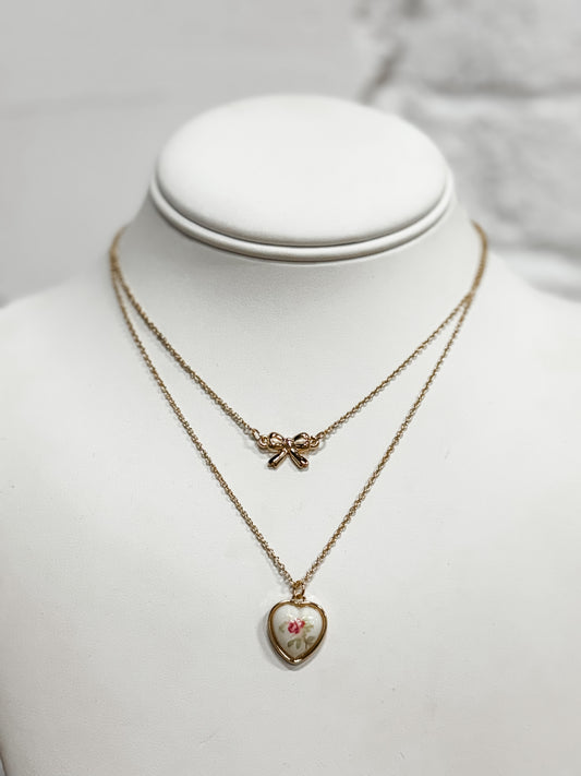 Love Shack Bow Necklace - pink