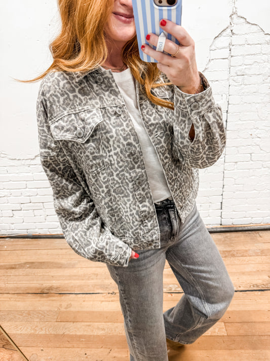 Mandy Leopard Denim Jacket