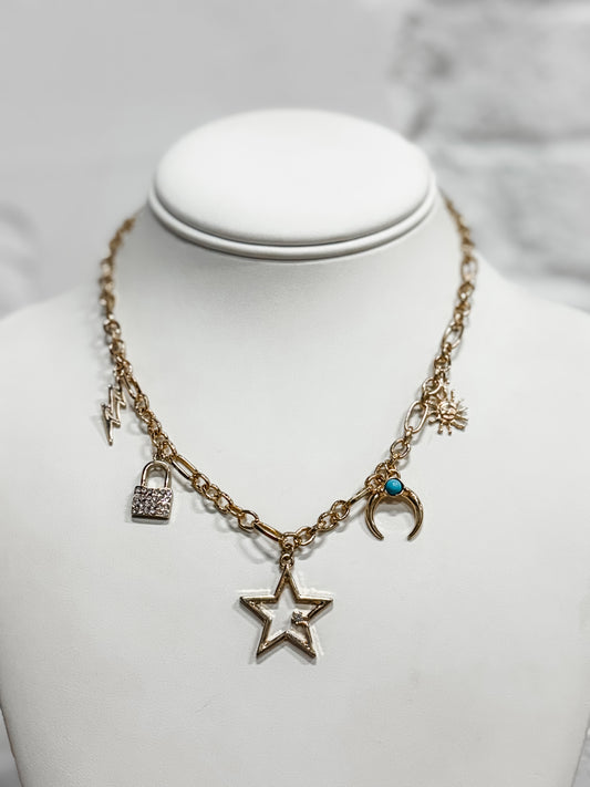 Crown Jewel Charm Necklace
