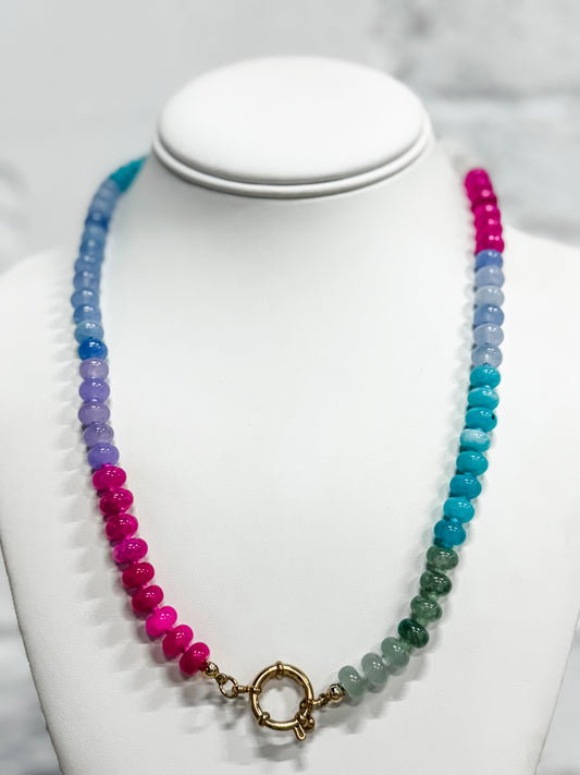 Painted Earth Glass Bead Necklace