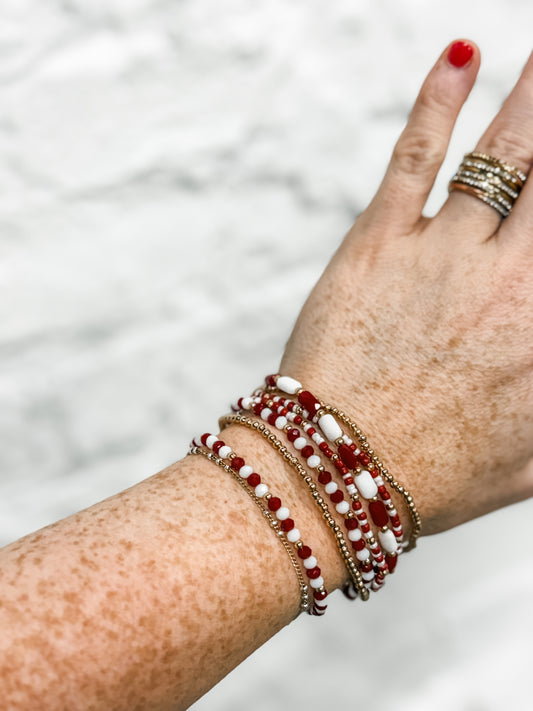Maroon + Gold Bracelet Stack