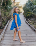 Load image into Gallery viewer, Bright Blue Floral Spring Summer Hi-Lo Short Set