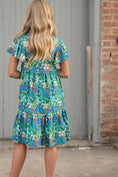 Load image into Gallery viewer, Emmy Green Floral Flutter Sleeve Twirl Dress