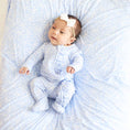Load image into Gallery viewer, Blue-tiful Bows Ruffle Zipper Footie
