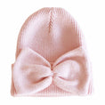 Load image into Gallery viewer, Knit Newborn Bow Beanies: Light Ivory