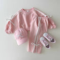 Load image into Gallery viewer, Girls Pink Bow Trim Sweatshirt and Pants Set
