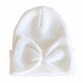 Load image into Gallery viewer, Knit Newborn Bow Beanies: Light Ivory