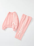 Load image into Gallery viewer, Girls Pink Bow Trim Sweatshirt and Pants Set