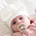Load image into Gallery viewer, Knit Newborn Bow Beanies: Light Ivory