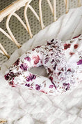 Load image into Gallery viewer, Demi's Dusty Purple Floral Ruffle Zipper Footie