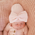 Load image into Gallery viewer, Knit Newborn Bow Beanies: Light Ivory