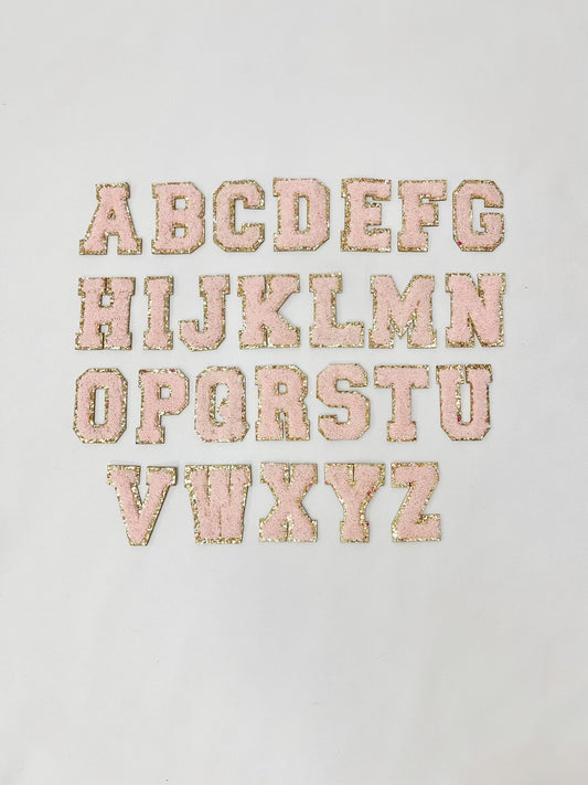 Pink + Gold Glitter Varsity Letters