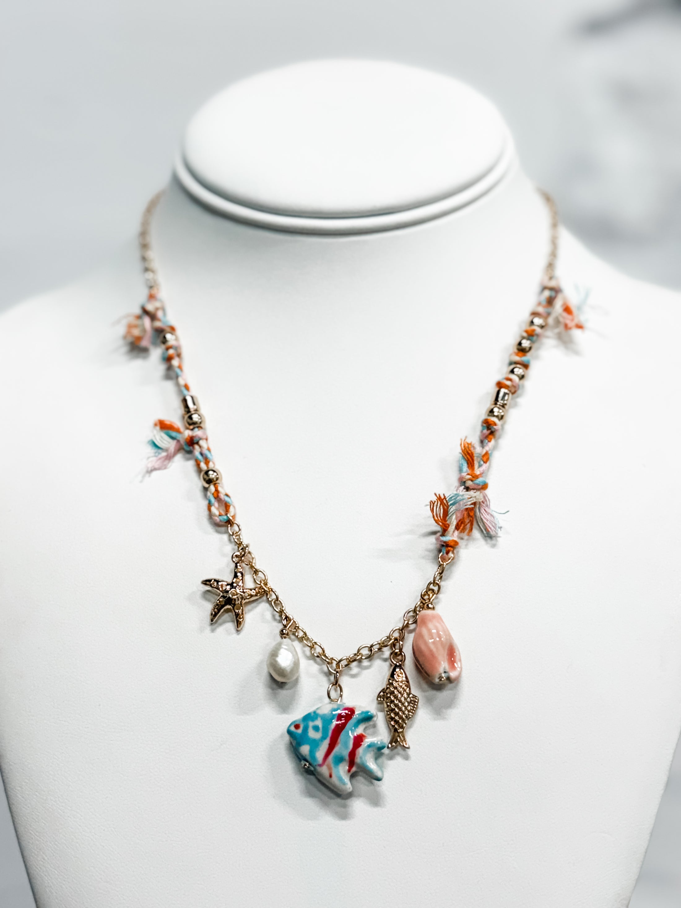 Teal Fish Sealife Charm Necklace