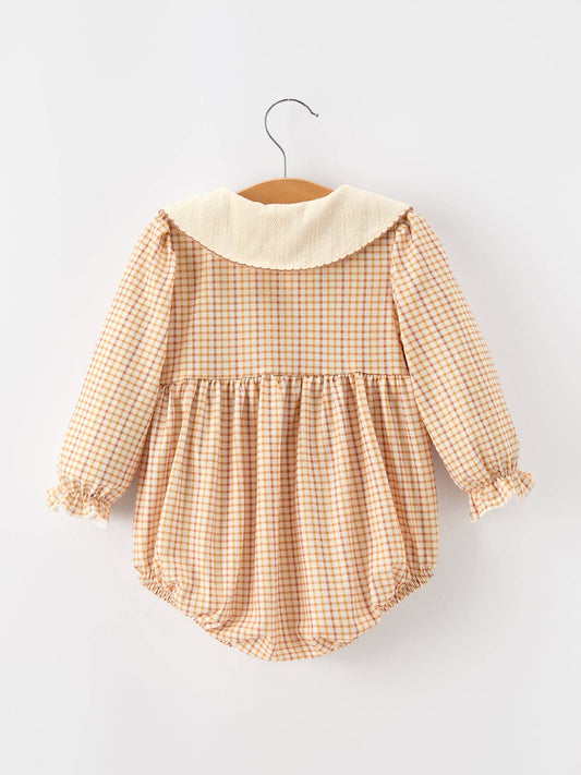 Plaid Floral Collar Bubble Romper