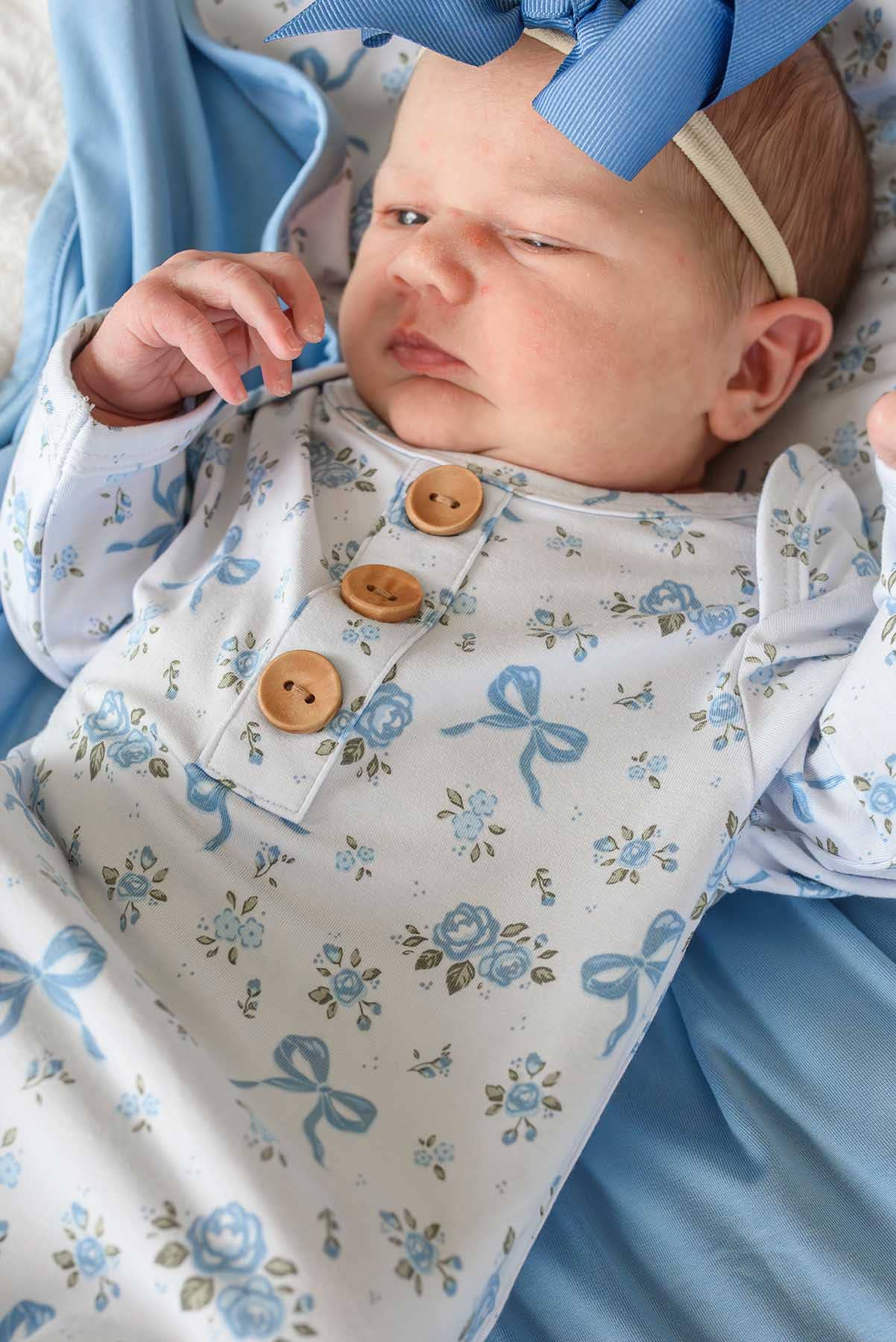 Newborn Baby Knot Gown & Hat Set | Tied In Blooms