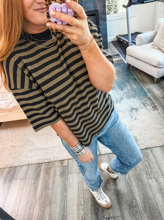 Beni Striped Top - Olive