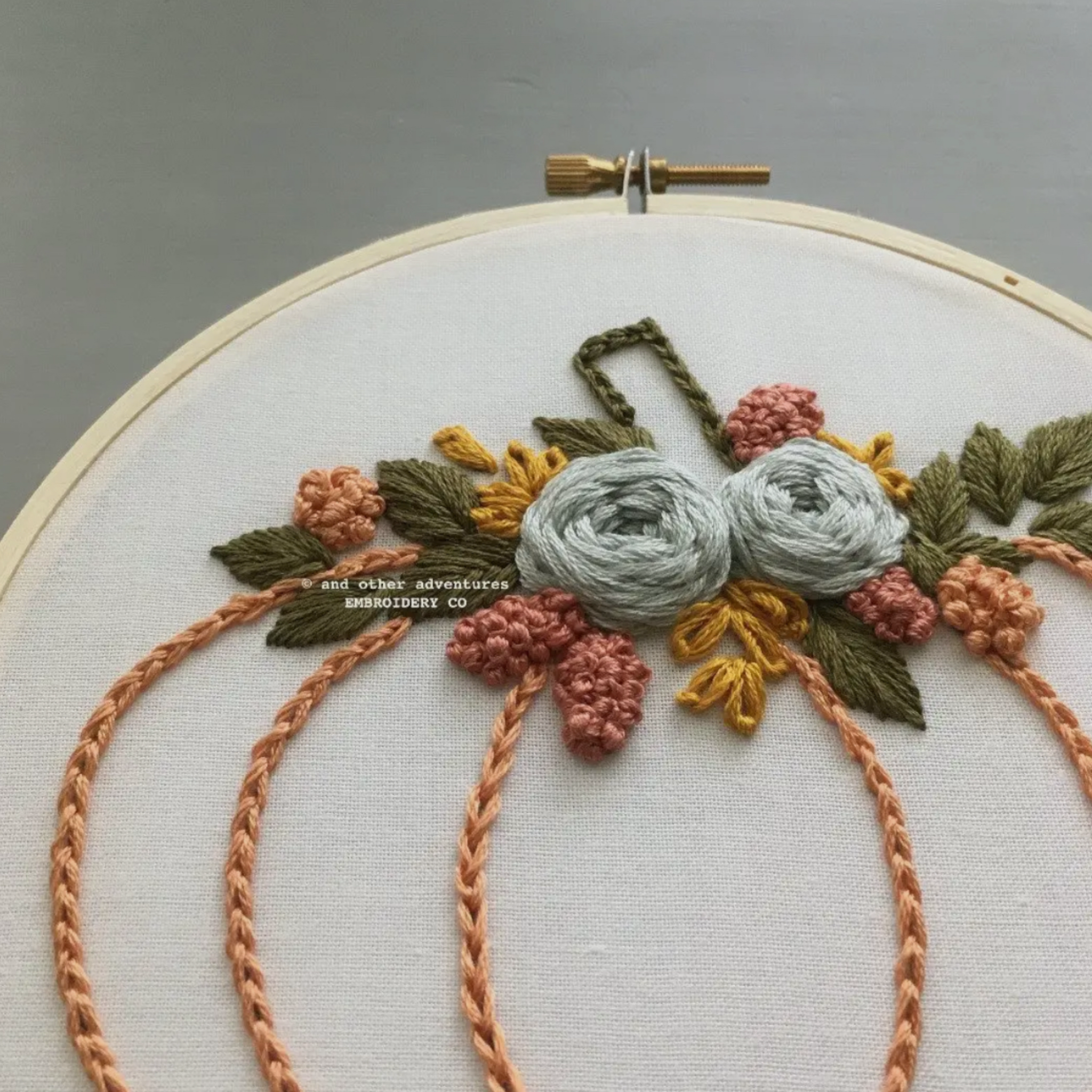 Beginner Embroidery Kit - Harvest Floral Pumpkin