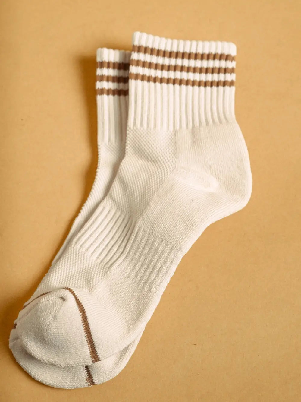 Soft Ankle Socks - Cream/Brown