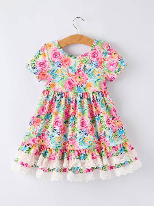 Watercolor Floral Twirl Dress