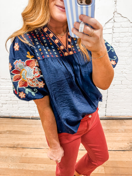 Sierra Bloom Embroidered Top