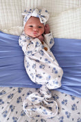 Load image into Gallery viewer, Sapphire Garden Newborn Baby Knot Gown & Hat Set

