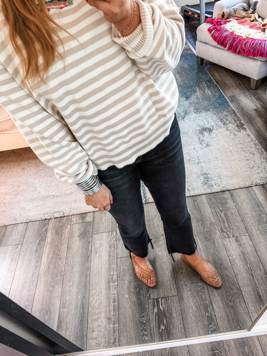 Kinley Crop Flare Jeans- Black