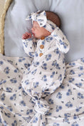 Load image into Gallery viewer, Sapphire Garden Newborn Baby Knot Gown & Hat Set
