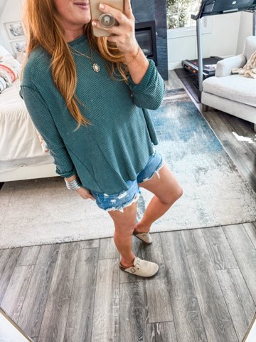 Aubrey Waffle Knit Top - Dark Teal